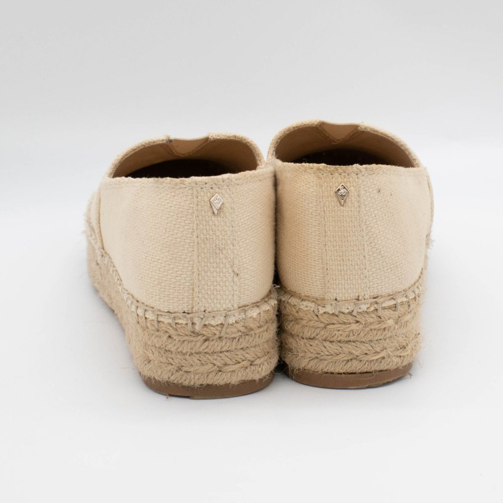 Sam Edelman Women's Charlene Ivory Canvas Slip On Platform Espadrille Shoes - Picture 4 of 8